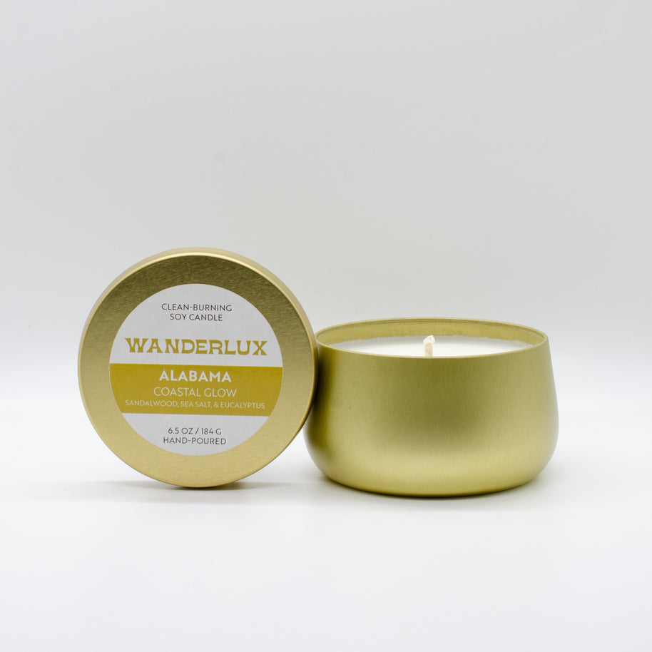 Wanderlux Alabama Coastal Glow 6.5 Ounce Soy Candle