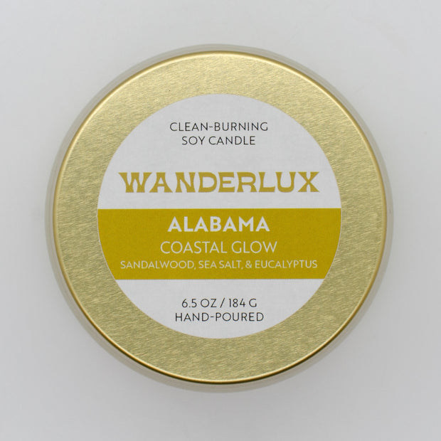 Wanderlux Alabama Coastal Glow 6.5 Ounce Soy Candle