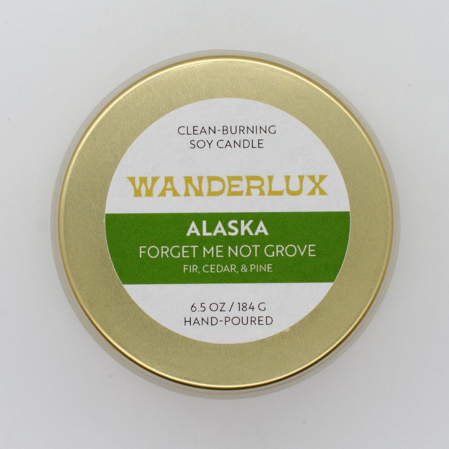 Wanderlux Alaska Forget-Me-Not Grove 6.5 Ounce Soy Candle