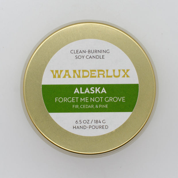 Wanderlux Alaska Forget-Me-Not Grove 6.5 Ounce Soy Candle