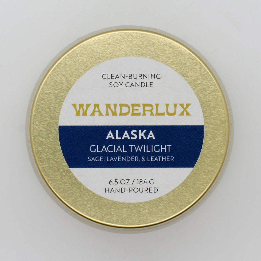 Wanderlux Alaska Glacial Twilight 6.5 Ounce Soy Candle