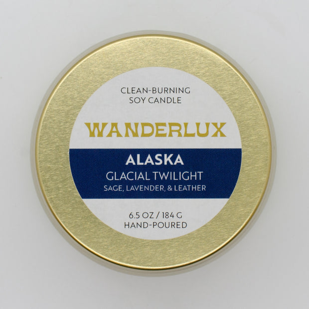 Wanderlux Alaska Glacial Twilight 6.5 Ounce Soy Candle