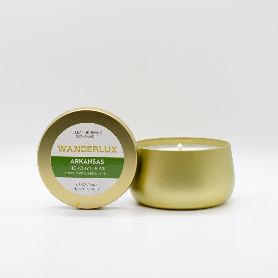 Wanderlux Arkansas Hickory Grove 6.5 Ounce Soy Candle