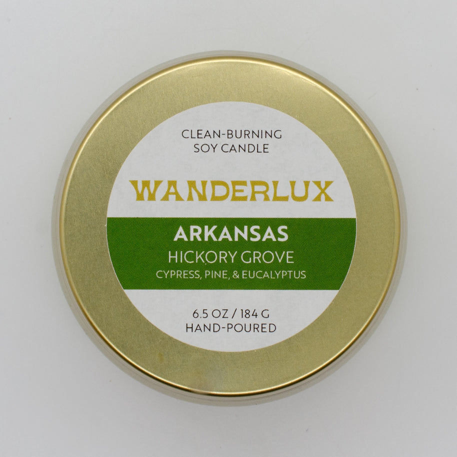 Wanderlux Arkansas Hickory Grove 6.5 Ounce Soy Candle