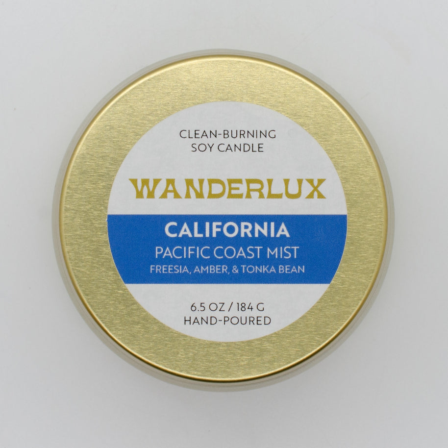 Wanderlux California Pacific Coast Mist 6.5 Ounce Soy Candle