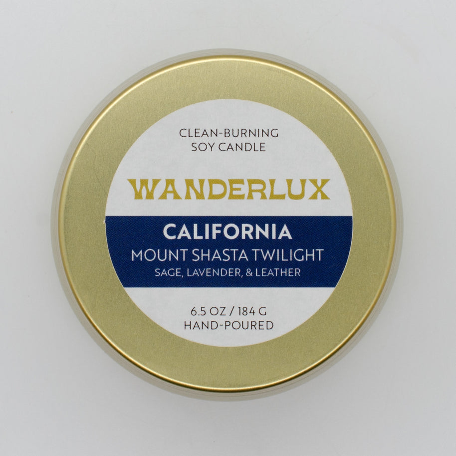 Wanderlux California Mount Shasta Twilight 6.5 Ounce Soy Candle
