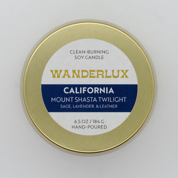 Wanderlux California Mount Shasta Twilight 6.5 Ounce Soy Candle