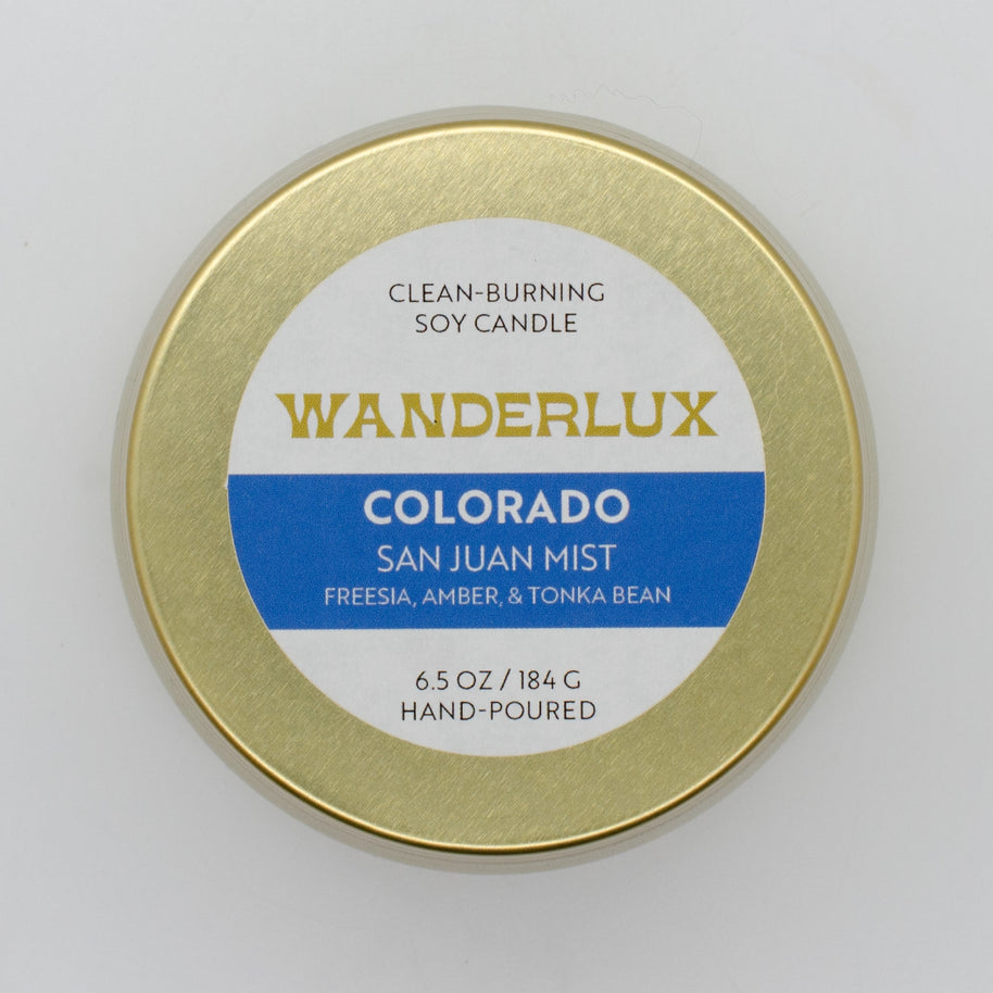 Wanderlux Colorado San Juan Mist 6.5 Ounce Soy Candle