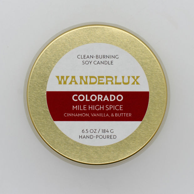 Wanderlux Colorado Mile High Spice 6.5 Ounce Soy Candle