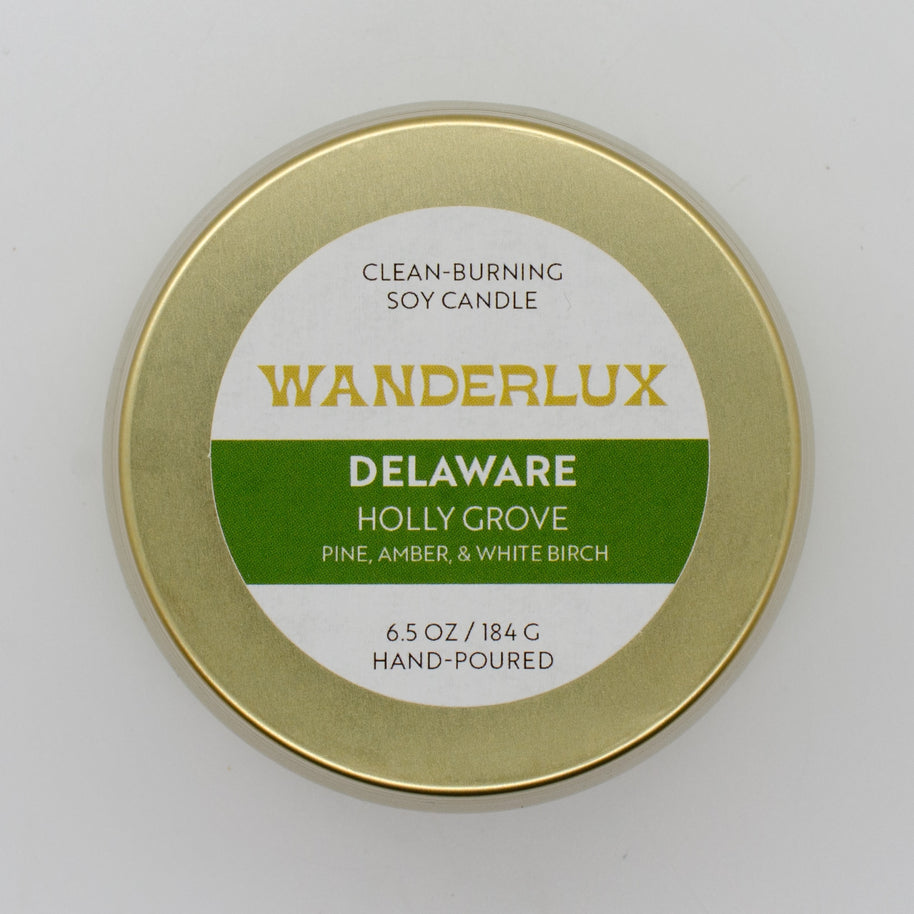 Wanderlux Delaware Holly Grove 6.5 Ounce Soy Candle
