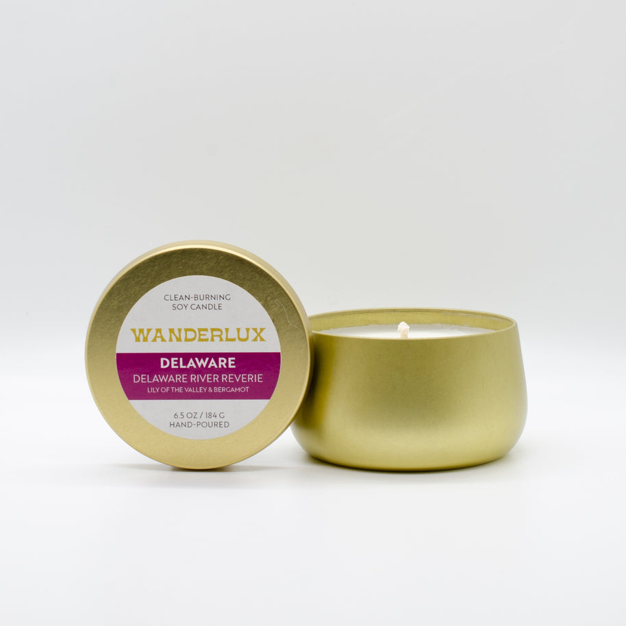 Wanderlux Delaware Delaware River Reverie 6.5 Ounce Soy Candle