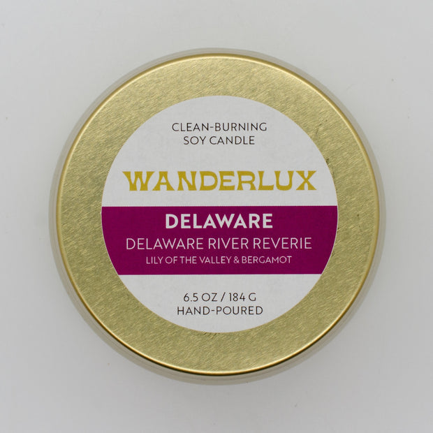 Wanderlux Delaware Delaware River Reverie 6.5 Ounce Soy Candle