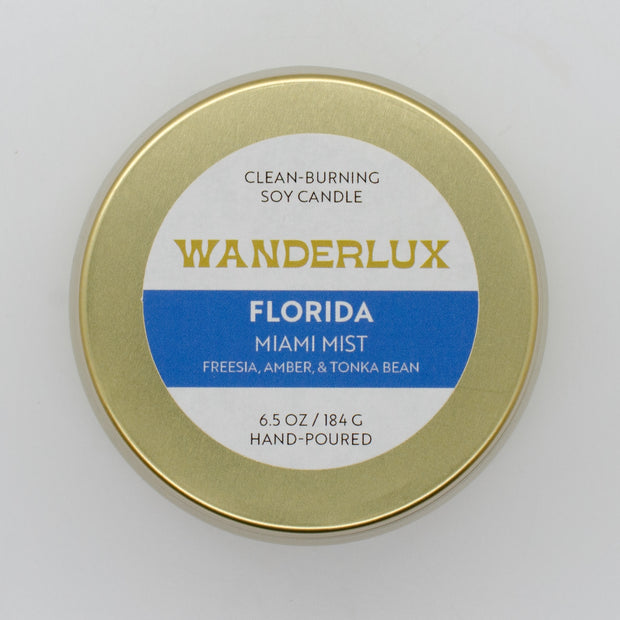 Wanderlux Florida Miami Mist 6.5 Ounce Soy Candle