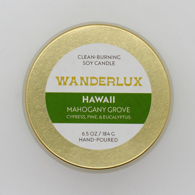 Wanderlux Hawaii Mahogany Grove 6.5 Ounce Soy Candle