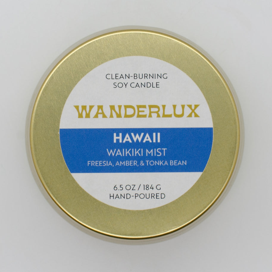 Wanderlux Hawaii Waikiki Mist 6.5 Ounce Soy Candle
