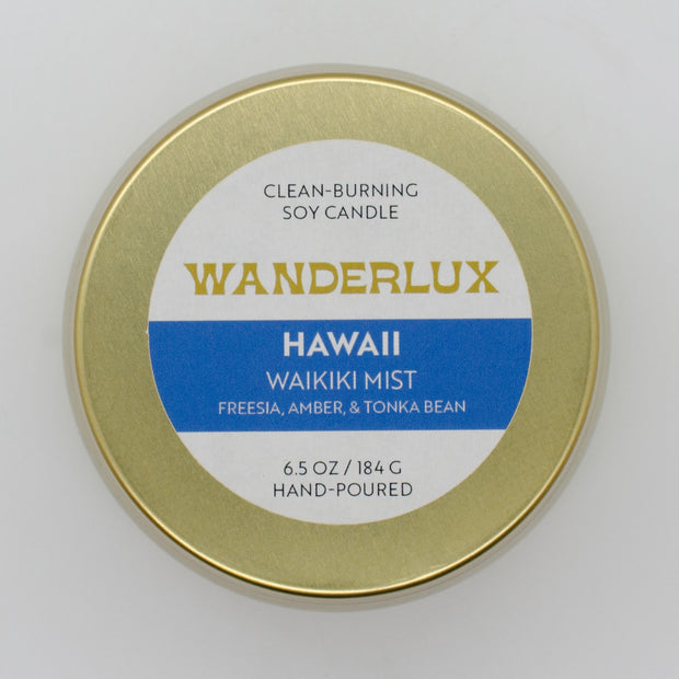 Wanderlux Hawaii Waikiki Mist 6.5 Ounce Soy Candle