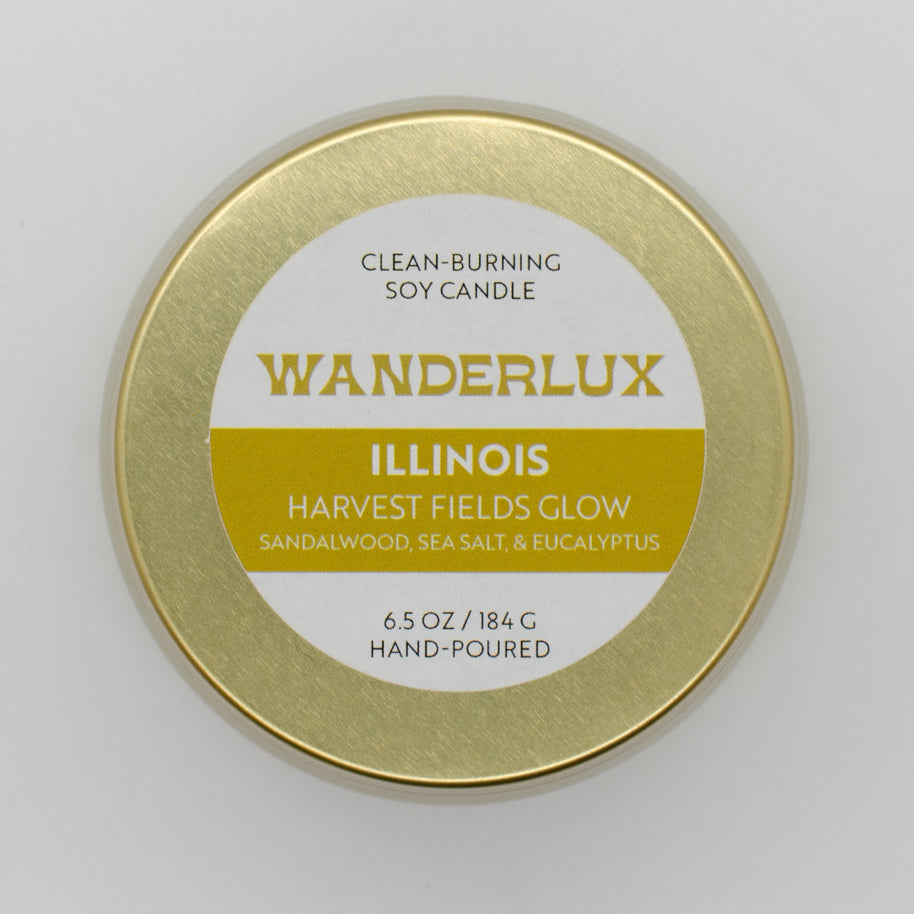 Wanderlux Illinois Harvest Fields Glow 6.5 Ounce Soy Candle