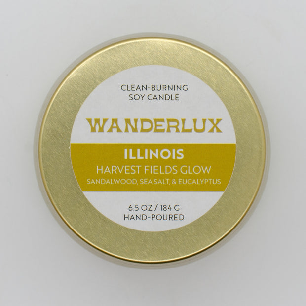 Wanderlux Illinois Harvest Fields Glow 6.5 Ounce Soy Candle