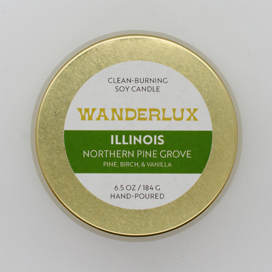 Wanderlux Illinois Northern Pine Grove 6.5 Ounce Soy Candle