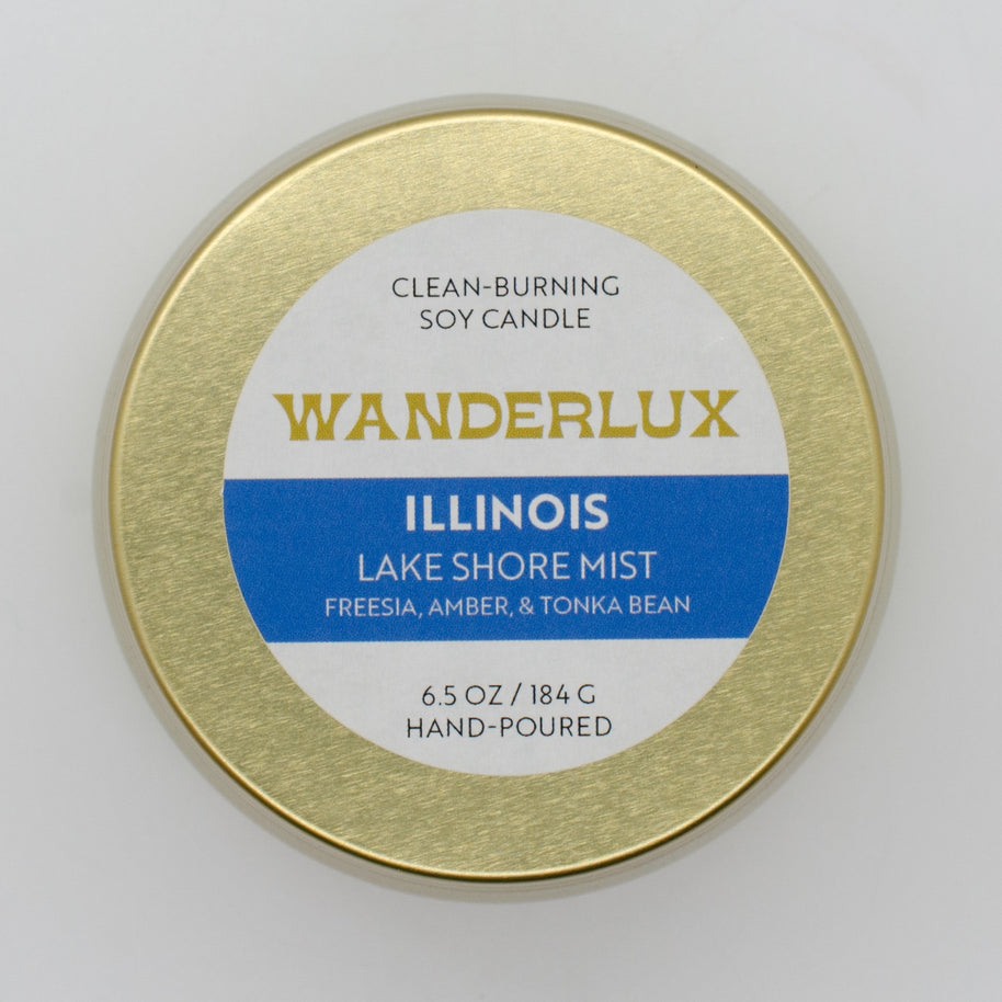 Wanderlux Illinois Lake Shore Mist 6.5 Ounce Soy Candle