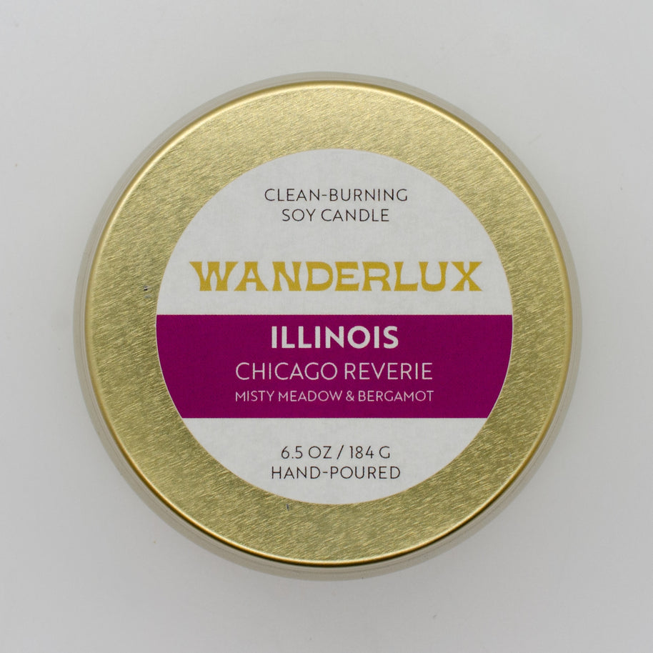 Wanderlux Illinois Chicago Reverie 6.5 Ounce Soy Candle