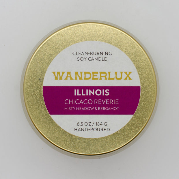 Wanderlux Illinois Chicago Reverie 6.5 Ounce Soy Candle