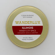 Wanderlux Illinois Windy City Spice 6.5 Ounce Soy Candle