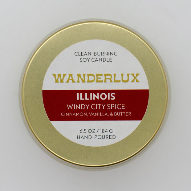 Wanderlux Illinois Windy City Spice 6.5 Ounce Soy Candle