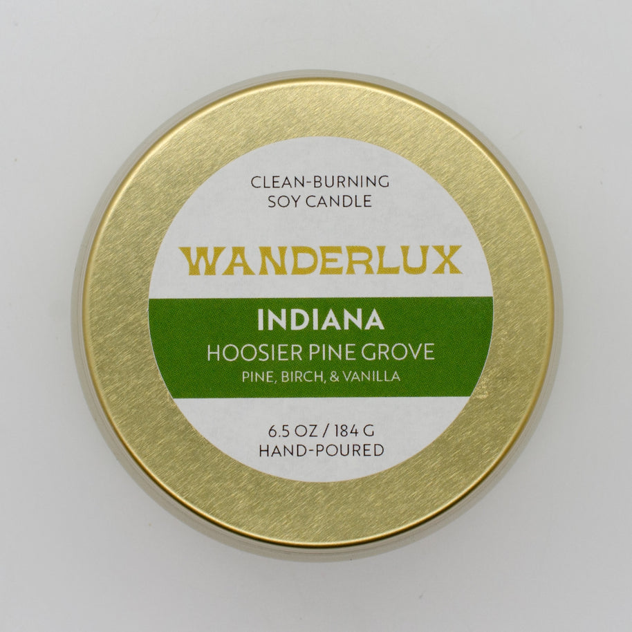 Wanderlux Indiana Hoosier Pine Grove 6.5 Ounce Soy Candle