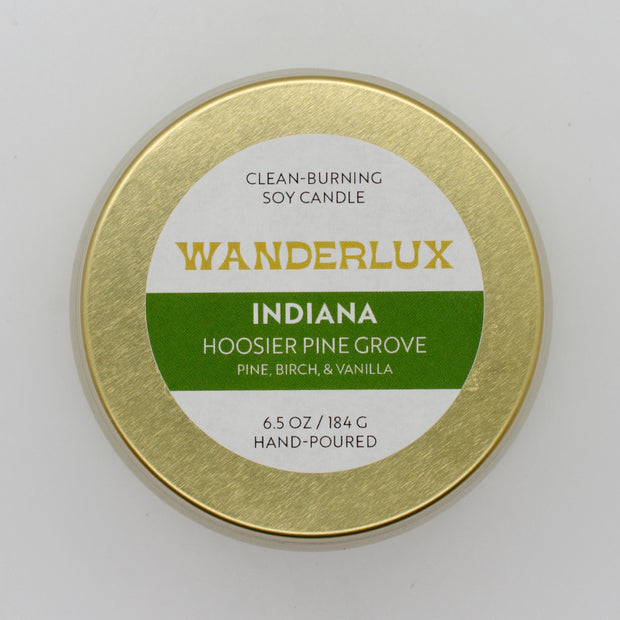 Wanderlux Indiana Hoosier Pine Grove 6.5 Ounce Soy Candle
