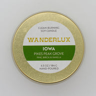 Wanderlux Iowa Pikes Peak Grove 6.5 Ounce Soy Candle