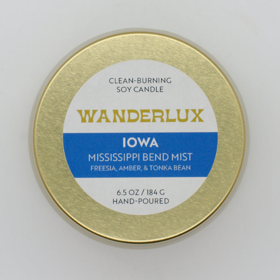 Wanderlux Iowa Mississippi Bend Mist 6.5 Ounce Soy Candle