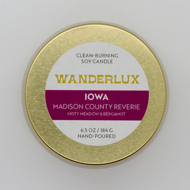 Wanderlux Iowa Madison County Reverie 6.5 Ounce Soy Candle
