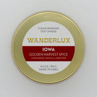 Wanderlux Iowa Golden Harvest Spice 6.5 Ounce Soy Candle