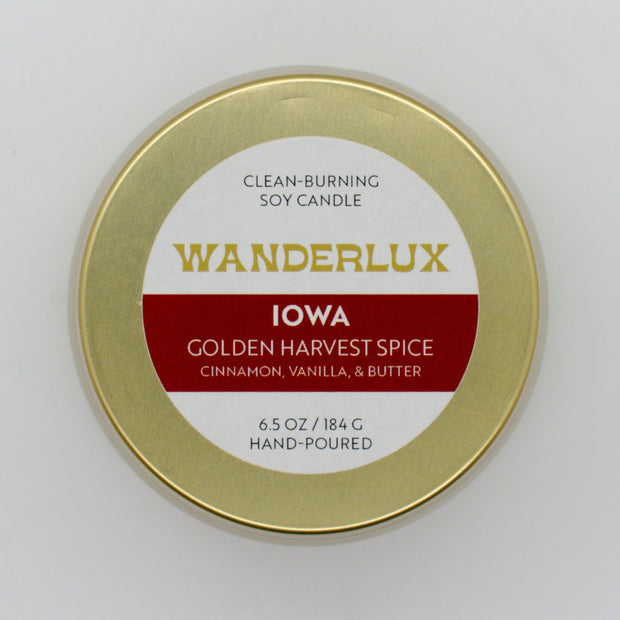 Wanderlux Iowa Golden Harvest Spice 6.5 Ounce Soy Candle