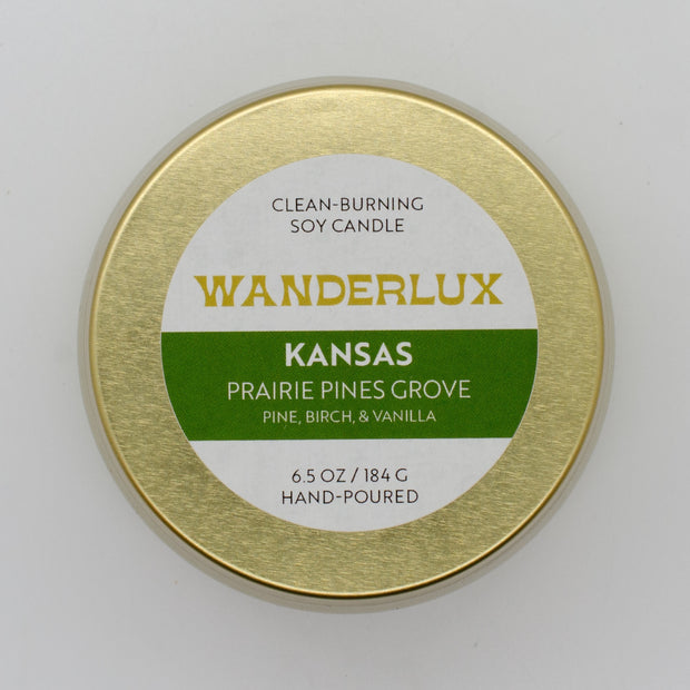 Wanderlux Kansas Prairie Pines Grove 6.5 Ounce Soy Candle