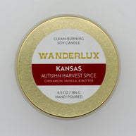 Wanderlux Kansas Autumn Harvest Spice 6.5 Ounce Soy Candle