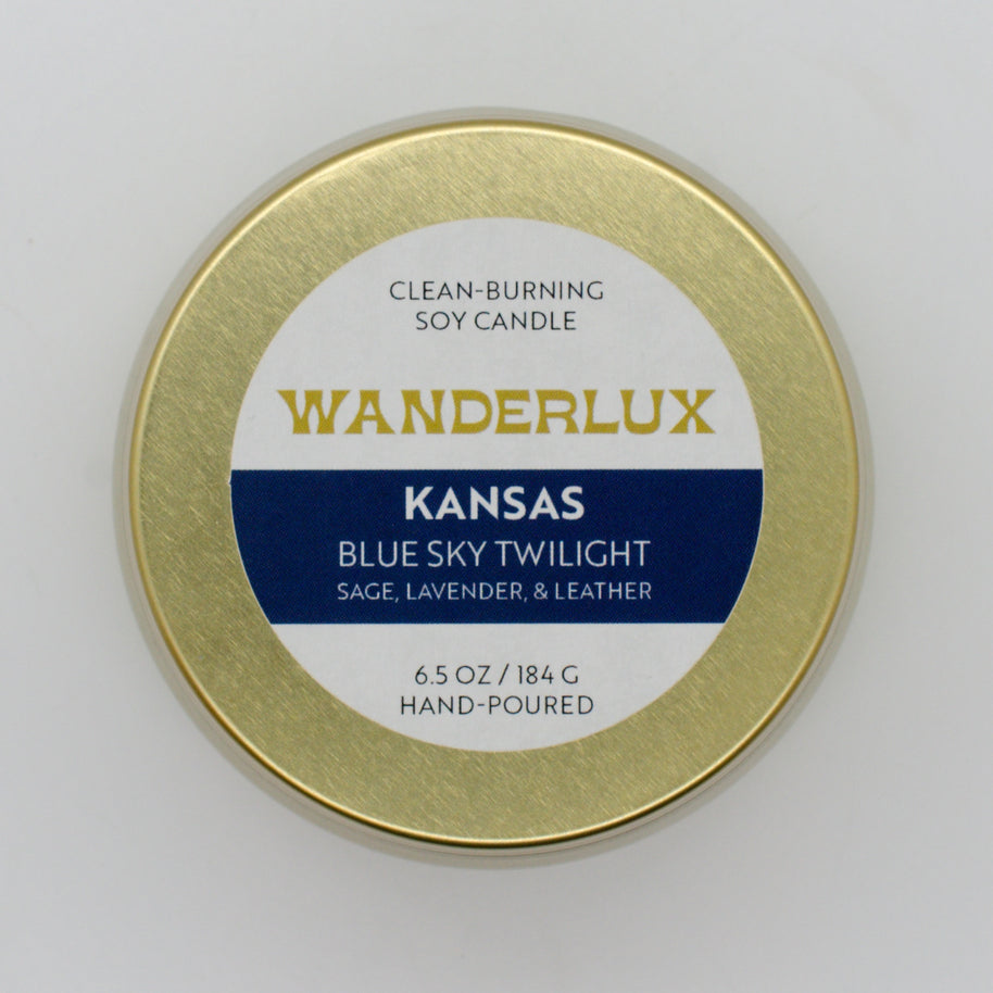 Wanderlux Kansas Blue Sky Twilight 6.5 Ounce Soy Candle