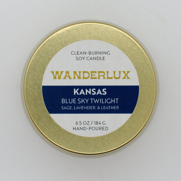 Wanderlux Kansas Blue Sky Twilight 6.5 Ounce Soy Candle