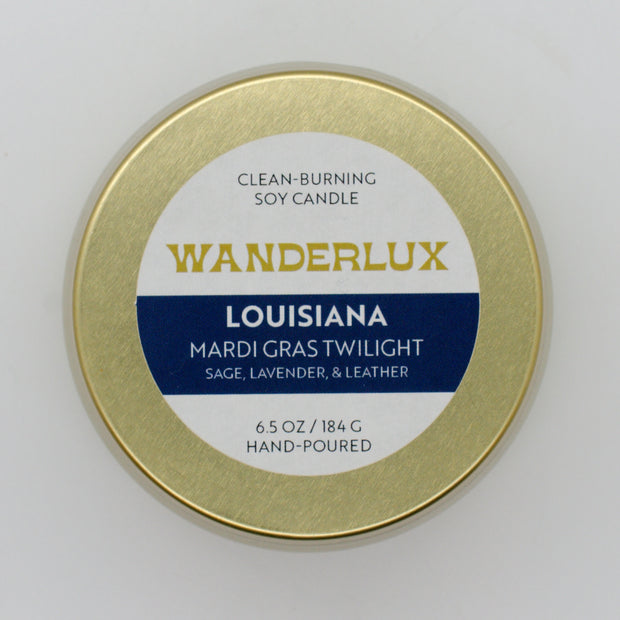 Wanderlux Louisiana Mardi Gras Twilight 6.5 Ounce Soy Candle