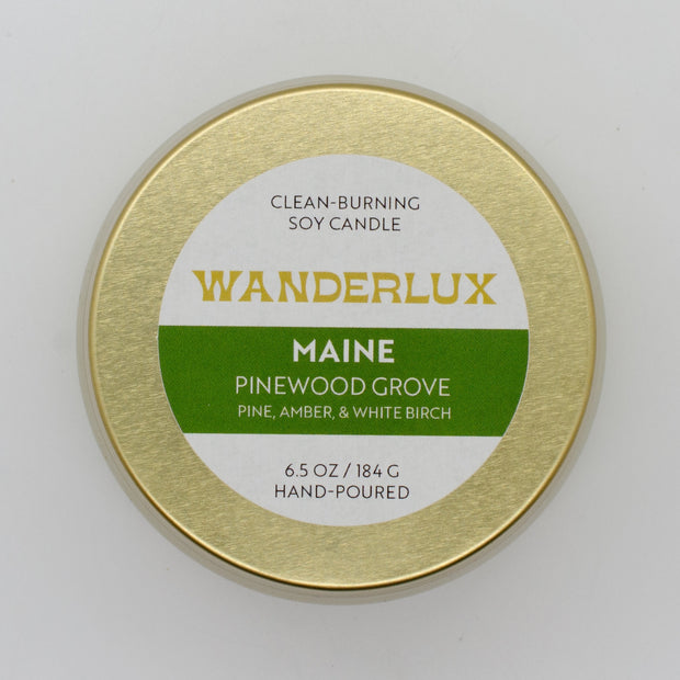 Wanderlux Maine Pinewood Grove 6.5 Ounce Soy Candle