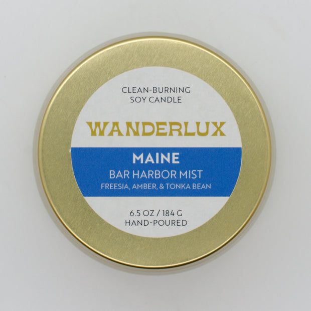 Wanderlux Maine Bar Harbor Mist 6.5 Ounce Soy Candle
