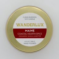 Wanderlux Maine Coastal Hearth Spice 6.5 Ounce Soy Candle