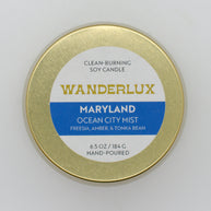 Wanderlux Maryland Ocean City Mist 6.5 Ounce Soy Candle