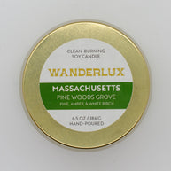 Wanderlux Massachusetts Pine Woods Grove 6.5 Ounce Soy Candle