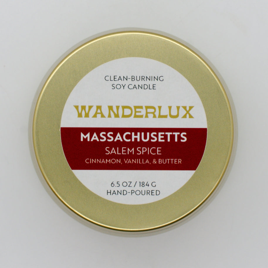 Wanderlux Massachusetts Salem Spice 6.5 Ounce Soy Candle