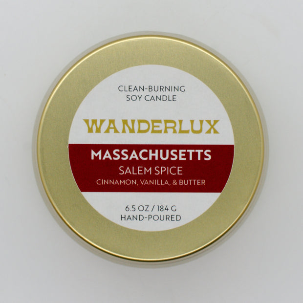 Wanderlux Massachusetts Salem Spice 6.5 Ounce Soy Candle