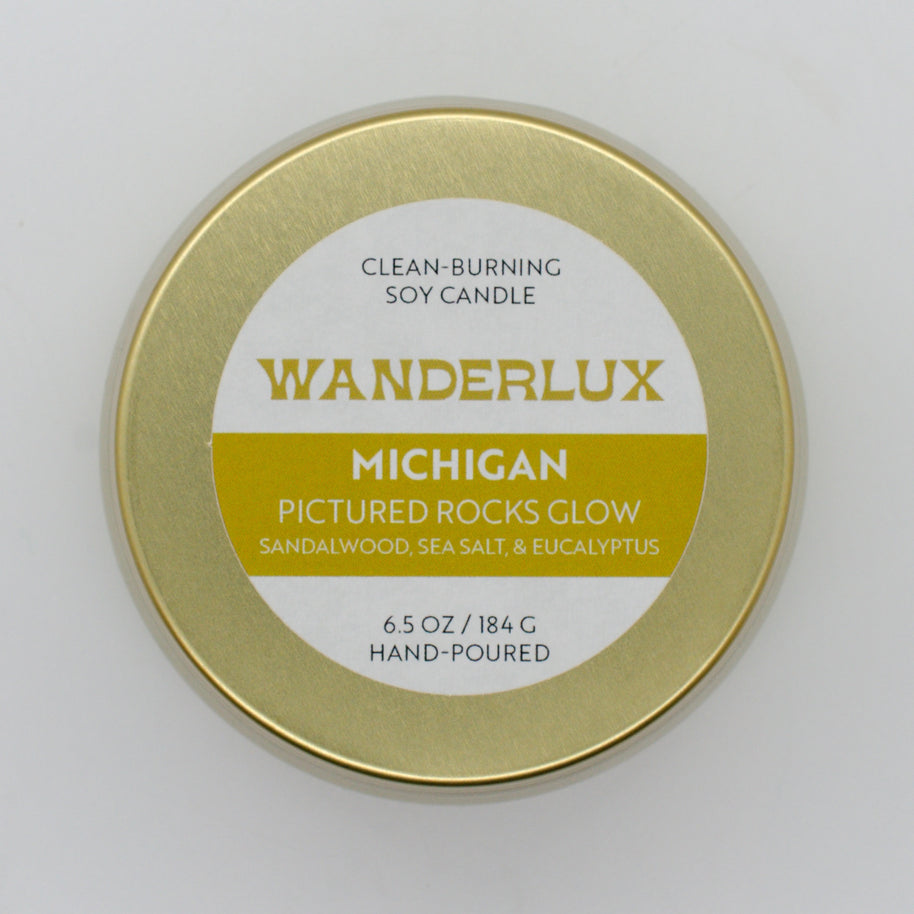 Wanderlux Michigan Pictured Rocks Glow 6.5 Ounce Soy Candle