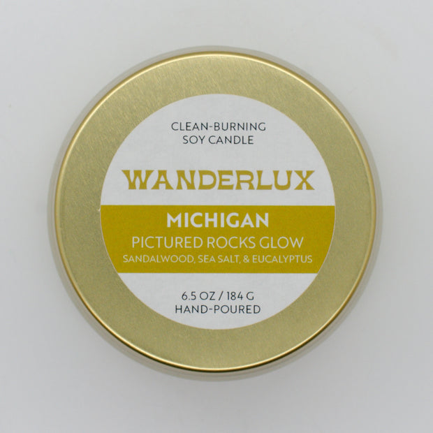 Wanderlux Michigan Pictured Rocks Glow 6.5 Ounce Soy Candle