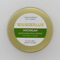 Wanderlux Michigan Northern Pine Grove 6.5 Ounce Soy Candle